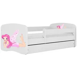 Raumhirsch Furniture Kinderbett Fee mit Flügeln, 90x180 cm - Modernes Kinderbett in Weiß mit abnehmbarer Schutzschiene für maximale Sicherheit und praktischer Schublade für zusätzlichen Stauraum.