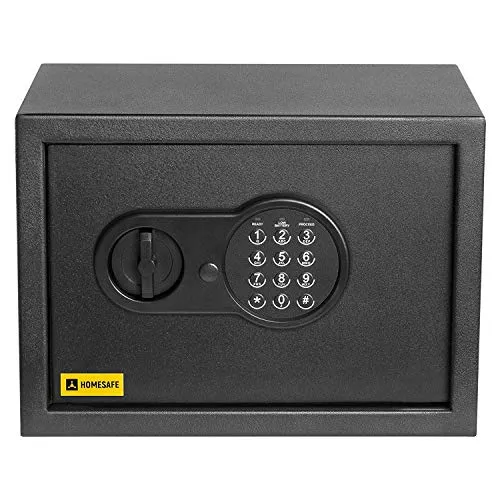 HomeSafe HV25E Möbeltresor mit Elektronikschloss, 25x35x25cm (HxBxT), Digitaler Tresor für Zuhause, Safe Box mit Schloss, Schranksafe, Geldsafe, Elektronik, Schmuck oder als Dokumentensafe