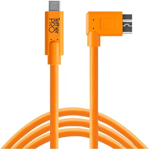 Tether Tools USB-C zu 3.0 Micro-B Right Angle 4,60m orange CUC33R15-ORG - Kamerazubehör, abgewinkeltes Kabel für platzsparende Verbindungen und einfaches Tethering beim Fotografieren.