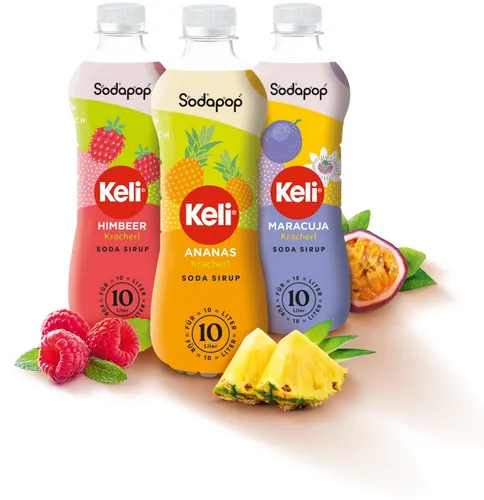Sodapop Getränke-Sirup SODAPOP KELI Sirup 3er Set, 0,5 l, 500 ml, (Set, 1x Keli Ananas, 1x Keli Maracuja, 1x Keli Himbeer), Immer verdünnen!