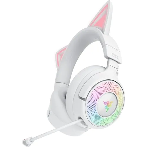 Razer Kraken Kitty V3 Pro - White - Gaming-Kopfhörer mit RGB-Beleuchtung und erstklassigem Sound, ideal für ein immersives Spielerlebnis.