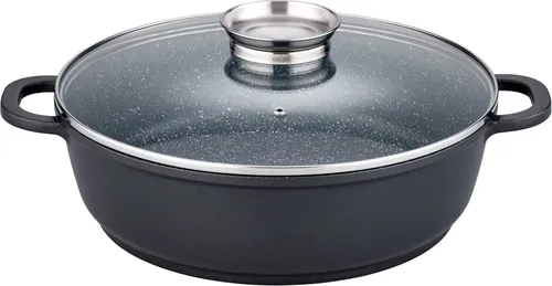 GSW Servierpfanne Gourmet GRANIT (32 cm) mit Aromadeckel - Pfannen - Hochwertige Servierpfanne für alle Herdarten, inklusive Induktion, mit praktischem Aromadeckel für intensiven Geschmack.