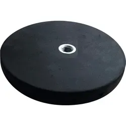Flachgreifermagnet Set 2-teilig mit Gewindebuchse, Neodym,⌀ 66 mm - Knopfmagnet Set mit 3- bis 6-facher Haltekraft, korrosionsbeständig und gummiert für sicheren Halt auf lackierten Oberflächen.