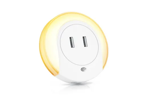 BEARWARE LED Nachtlicht, LED fest integriert, Warmweiß, Nachtlampe mit USB Ladefunktion, Helligkeits & Dämmerungssensor