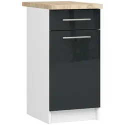Raumhirsch Furniture Unterschrank S40, Hochglanz Weiß, 40x85x46 cm - Eleganter Küchenunterschrank der OLIWIA-Serie mit modernem Hochglanz-Design. Inklusive Arbeitsplatte für optimale Funktionalität. Ideal für strukturierte Aufbewahrung Ihrer Küchenutensilien.
