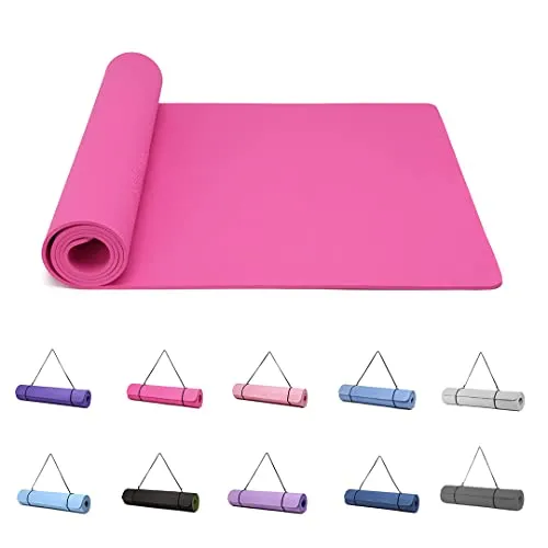 Good Nite Yogamatten Für Frauen Rutschfeste Strukturierte Oberflächen Gymnastikmatte Yoga Matte Dicke 6 mm 10 mm Mit Tragegurt Tpe-Übungsmatte Für Yoga Pilates Gymnastik (183X61cm)
