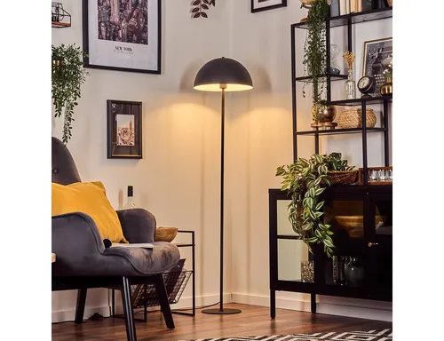 Hofstein Stehlampe in Anthrazit/Weiß – Moderne Retro-Leuchte mit Fußschalter - Stilvolle Stehlampe für Innenräume, Höhe 147 cm, ideal für Wohnzimmer oder Arbeitszimmer. Mit robustem Metall und elegantem Design bringt sie modernen Charme in jedes Zuhause.