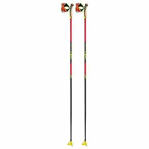 LEKI PRC 750 Skistöcke 150 cm in bright red-neonyellow-black - Skistöcke für Langlaufen, leicht mit nur 190g und aus hochwertigem Carbon für optimale Stabilität und Leistung.
