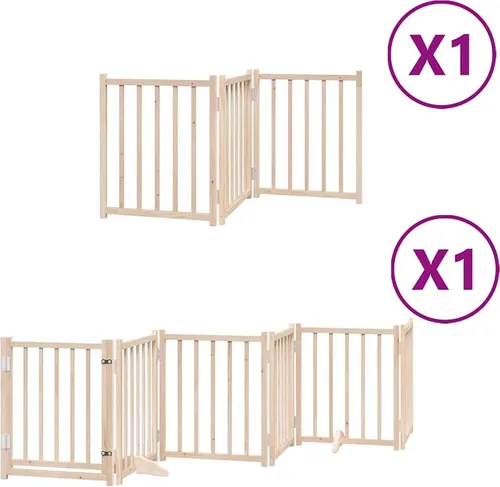 9-tlg. Hundetor mit Tür Faltbar 450 cm Pappelholz - Sicherer Aktivitätsbereich für kleine und mittelgroße Hunde, langlebig und einfach zu reinigen