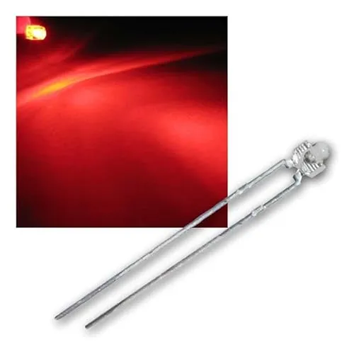 world-trading-net - 25 LEDs 1,8mm wasserklar rot Typ WTN-18-2500-r, Leuchtdiode, bedrahtet, Diode Leuchtend, als Bauteil