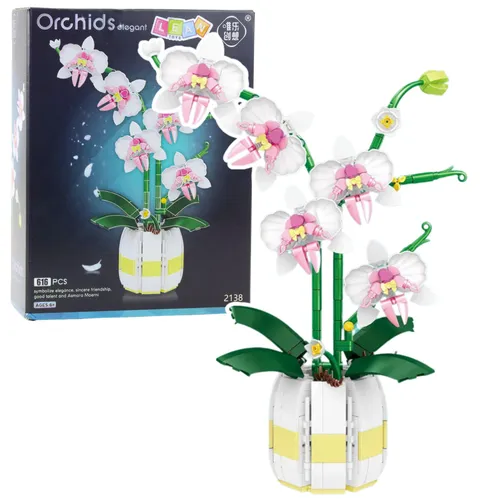 Orchideen-Bausteine Orchidee im Topf Rosa und Weiß 616 Stk.