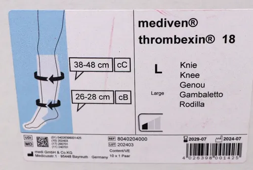 Paar Kompressionsstrümpfe medi mediven thrombexin 18 Kniestrumpf Gr. L 1