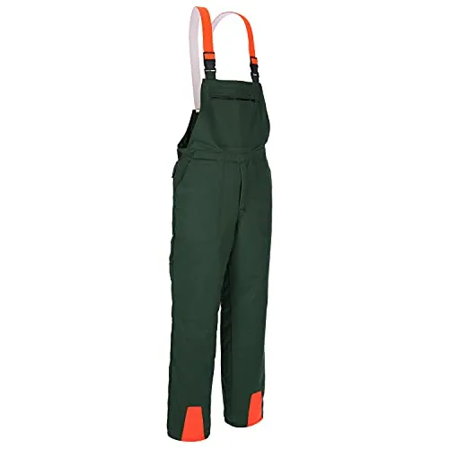 Profi Schnittschutzlatzhose KWF Latzhose Schnittschutzhose Forsthose- Gr. 56, Grün Orange