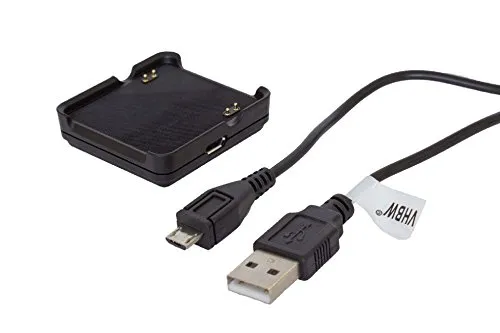 vhbw Ladekabel kompatibel mit Garmin Vivoactive Smartwatch, Fitnesstracker - Ladestation, Dockingstation, Ersatzkabel, Schwarz