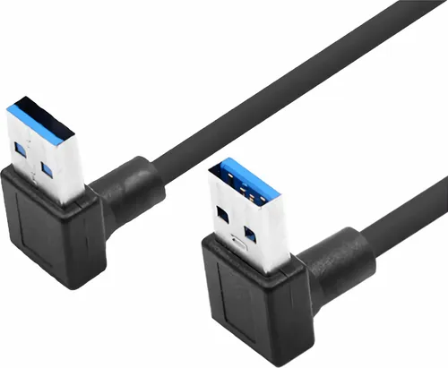 J52 USB 3.0 Kabel – USB-A auf USB-A Adapterkabel, 50 cm, beidseitig abgewinkelt (oben/unten), High-Speed Datenkabel
