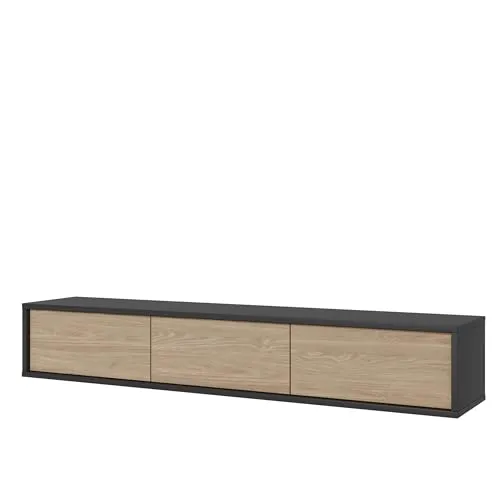 Masseno TV-Schrank Livia 180 cm Fernsehschrank und 3 Türen TV-Lowboard für Wohnzimmer Modern 180x36x32 cm Anthrazit