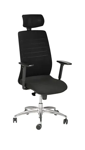 SCHÄFER SHOP Bürostuhl Proline Edition 10, Punktsynchronmechanik, Bandscheibensitz, Kopfstütze, mit Armlehnen, höhenverstellbar, schwarz/Alusilber