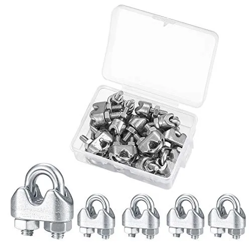 Xiaomoyu Drahtseilklemme M3, 16 Stk. Edelstahl Seil Klemme, Stahlseil klemmenzwingen, U Bügel für StahlKabel, Drahtseil
