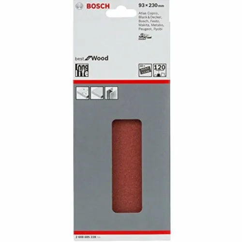 Bosch Schleifblatt C470, 93 x 230 mm, 120 Körnung, 8 Löcher, gespannt, 10er-Pack