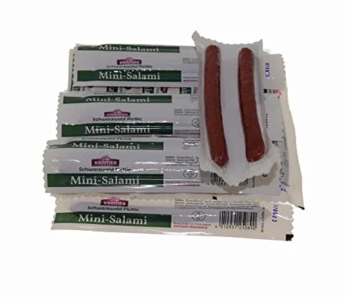KRAMERs Knabberle (10 Stück) | Salami Sticks | zum Wandern, Camping und unterwegs | mit Buchenholz geräuchert und würzig fein | 20g pro Stück