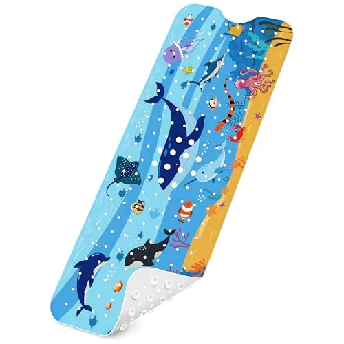 Badewannenmatten rutschfest Kinder，100% BPA frei,100x40cm，Antirutschmatte für Badewanne，Duschmatte,schimmelresistent & maschinenwaschbar,Badematte Kinder Badewanne