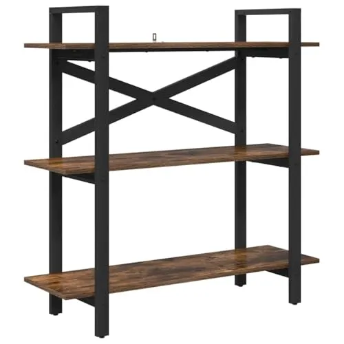 vidaXL Bücherregal Geräucherte Eiche 100 x 33,5 x 102 cm Holzwerkstoff, Stylische Industrie-Bücherregal, freistehende Aufbewahrung, praktische Bücherregale aus strapazierfähigem Holz