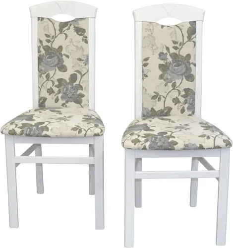 HOFMANN LIVING AND MORE Esszimmerstuhl, beige (2er Set) - Stilvoller 4-Fuß-Stuhl aus Massivholz mit bequemer Polsterung und attraktivem Blumenstoffbezug. Ideal für den Einsatz in Esszimmern, montiert geliefert und bereit für den Gebrauch.