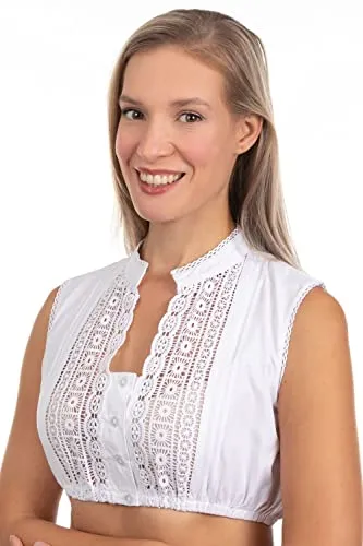 Edelnice Trachtenmode Dirndlbluse Julia, Gr. 46 - Dirndlbluse aus hochwertiger Spitze und Baumwolle, perfekt für festliche Anlässe und Trachtenliebhaberinnen, erhältlich in den Größen 32-54.