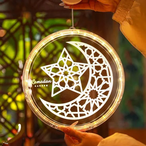 Eid Ramadan Dekorative Fee Licht Stern Mond Dekorative Fenster Lichter Ornamente Islam Mubarak Dekoration für Party Muslim Lichterkette mit Saugnapfhaken