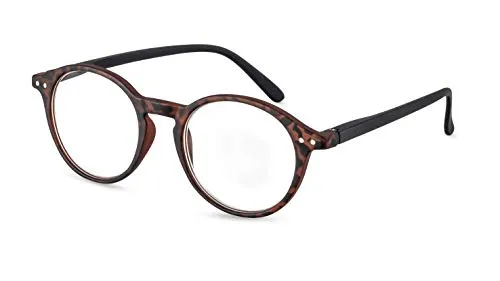 Filtral Runde Lesebrille/Moderne Lesehilfe aus recyceltem Kunststoff für Damen & Herren/Havanna-schwarz, +2,50 dpt., F4564780