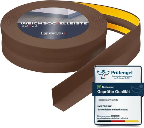 HOLZBRINK Sockelleiste HOLZBRINK selbstklebend PVC 32x23mm, 1 m, L: 100 cm, 1m Rolle, Küchenleiste Abschlussleiste für Badezimmer Farbe: Schokolade