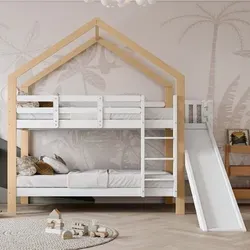 Odikalo Kinderbett Etagenbett mit Rutsche und Leiter - Platzsparendes Etagenbett aus Massivholz mit sicherer Leiter und Rutsche. Ideal für kreative Spielstunden und einen sicheren Schlafplatz. Schubladen bieten zusätzlichen Stauraum im Kinderzimmer.