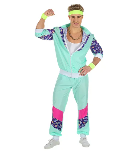 W WIDMANN MILANO 80er Jahre Kostüm Trainingsanzug - Kostüm-Outfits für Erwachsene: Flippiger Jogginganzug im Retro-Stil, perfekt für Mottopartys und Karneval – bequem über normaler Kleidung tragbar!