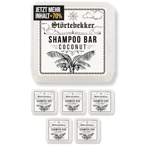 Störtebekker® Premium Shampoo Bar Kokos (6x) - Festes Shampoo für Herren & Damen - 3in1 Duschseife für Haare, Kopfhaut & Bart - Erleben Sie die sanfte Reinigung mit unserem festen Shampoo Bar Kokos. Ideal für die Pflege von Haar, Kopfhaut und Bart. Handgefertigt, vegan und plastikfrei – perfekt für die Reise!
