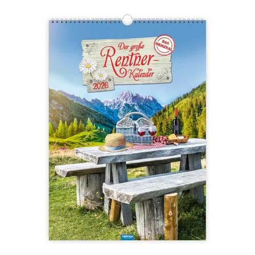 TROETSCH TRÖTSCH Bildkalender 2026 Rentner - Kalender - Großformatiger Wandkalender 30x42cm mit inspirierenden Bildern für Rentner, ideal zur Verschönerung Ihres Wohnraums.