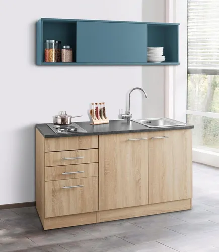OPTIFIT Pantryküche Mini, Breite 150 cm, mit Kochfeld und Einbau-Spülbecken