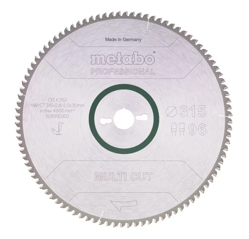 Metabo Multi Cut Professional Sägeblatt 315x30 Z96 FZ/TZ - Zubehör für Elektrowerkzeug, präzises und langlebiges Sägeblatt für exakte Schnitte in Holz und Holzwerkstoffen.