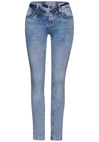 Street One Damen A378133 Slim Fit Jeans, Light Blue Random Wash