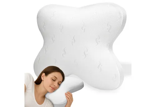 ELONEO Visko-Schmetterlingskissen - Kissen für alle Schlafpositionen, mit waschbarem Jacquard-Bezug und 3D Klimaband für optimales Schlafklima.