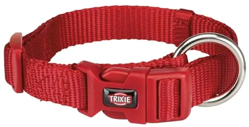 TRIXIE Premium Halsband Größe M–L: Halsumfang 35–55 cm/20 mm in rot - stufenlos verstellbares Hundehalsband für mittelgroße bis große Hunde, neoprengepolstert, 201603