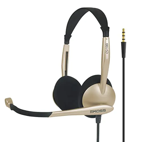 Koss CS100i TRRS On-Ear Headset mit Geräuschunterdrückung - PC-Headset mit Elektret-Mikrofon und flexiblem Mikrofonarm für klare Kommunikation und komfortables Tragen, ideal für Home Office und Online-Meetings.