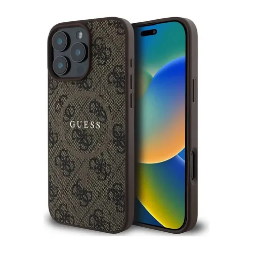 CG Mobile Guess HC Handyhülle für iPhone 16 Pro Max - Langlebig und Stoßfest mit MagSafe - Standard Handyhüllen mit stoßdämpfender Schicht, die Aufprallenergie verteilt. Schlankes PU-Leder-Design, inspiriert von Guess, bietet optimalen Schutz und eleganten Stil.
