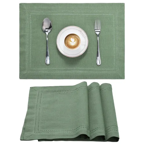 4er Set Tischset mit Hohlsaum 4 Tischsets aus Baumwolle 4x Platzdeckchen