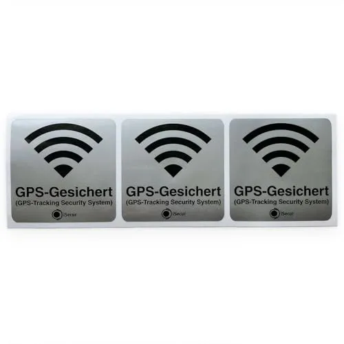 iSecur 3er GPS Aufkleber silber außenklebend 6 x 6 cm