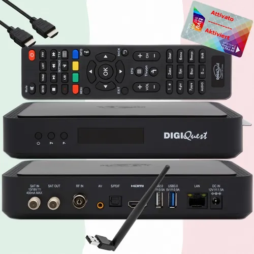 ►TiVuSat Karte 4K aktiviert + zertifizierter DIGIQuest Q90 Receiver mit Wlan ✅