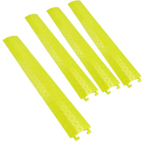 4x 1 Kanal Büro Kabelbrücke Gelb Kabelkanal Überfahrschutz Kabelschutz Rampe PVC