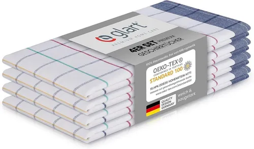 Glart Geschirrtuch 48NAV 4 St. Geschirr- & Küchentücher Baumwolle 70x50 cm blau rot grün