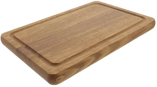 Schneidebrett Hackbrett Tranchierbrett Brett mit Saftrille - Eichenholz L 30 cm