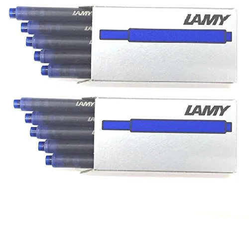 LAMY T10 Tintenpatronen mit großem Tintenvorrat - geeignet für alle Lamy Patronenfüllhaltermodelle - Inhalt 1,25ml je Patrone (blau, 10 Patronen)