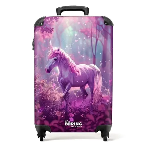 NoBoringSuitcases.com Einhorn Kinderkoffer 55x40x20 cm - Kindergepäck: Leichter Trolley mit Rollen, TSA Schloss und robustem ABS-Material, perfekt für kleine Reisende und sorgt für Sicherheit und Stil.